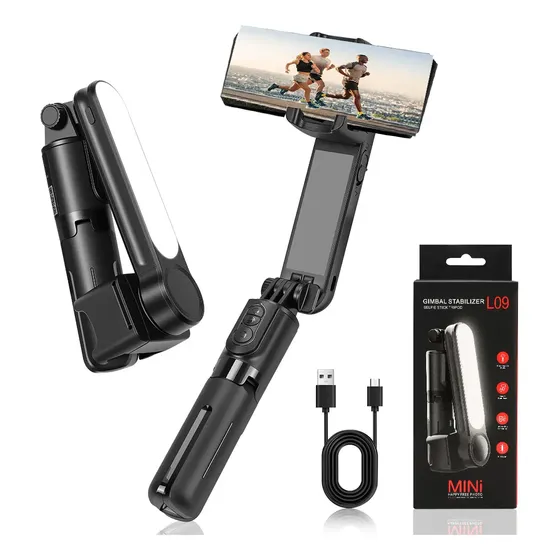 Gimbal Celular Rotação 360° + Telescópico Com Controle E Led