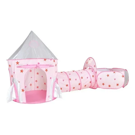 Carpa Infantil En Forma De Castillo Con Tunel Color Rosa
