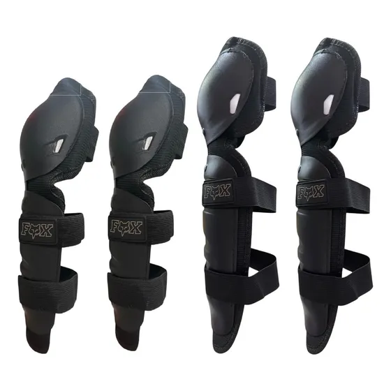 Kit Protector Rodilleras + Coderas Articuladas Bmx Motocross Color Negro Talle Unico