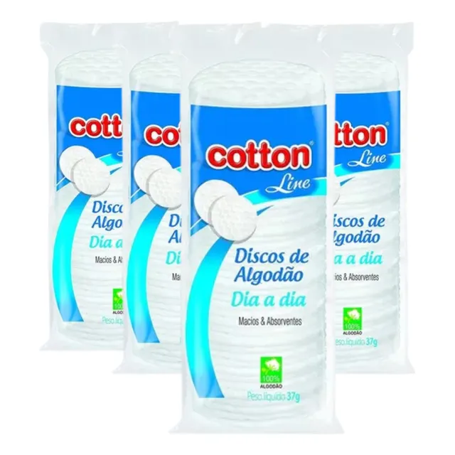 Kit 4 Disco De Algodao Macios E Absorventes Cotton Line 37g