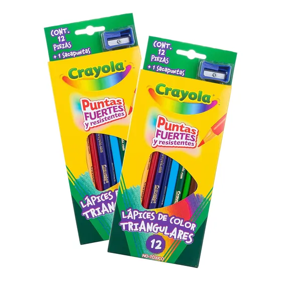 2 Cajas De Lápices De Color Triangulares Crayola 12 Piezas C