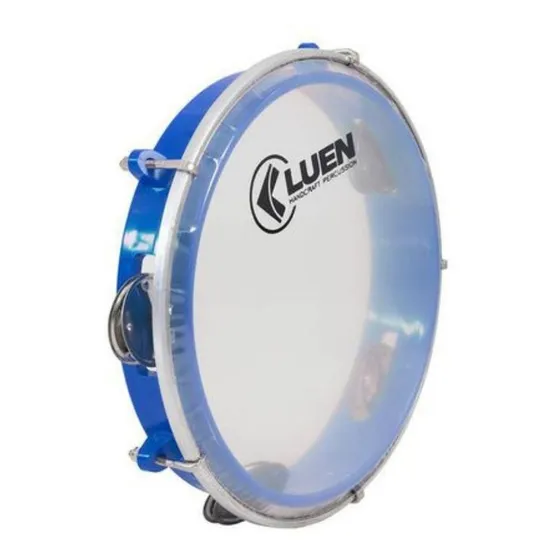 Pandeiro Luen 8 Junior Pele Cristal Abs Platinelas De Inox Cor Azul