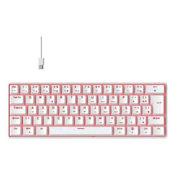 Teclado Mecânico Gamer Hyrax Thunder, Led Red, Huano, Abnt2