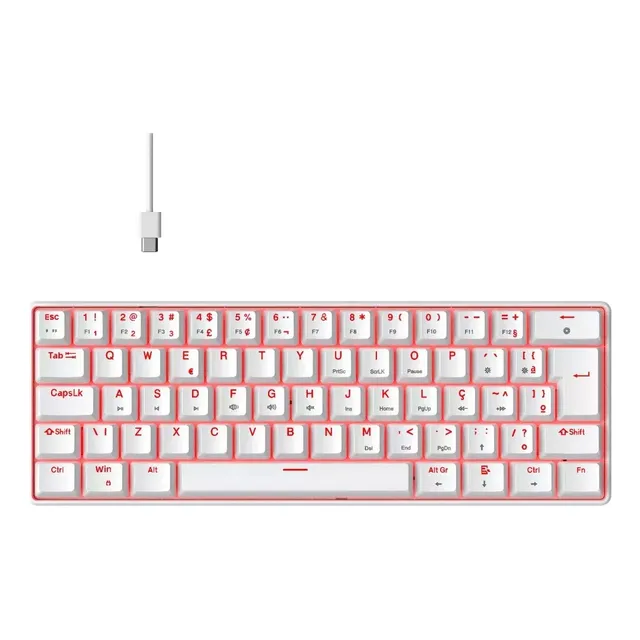 Teclado Mecânico Gamer Hyrax Thunder, Led Red, Huano, Abnt2