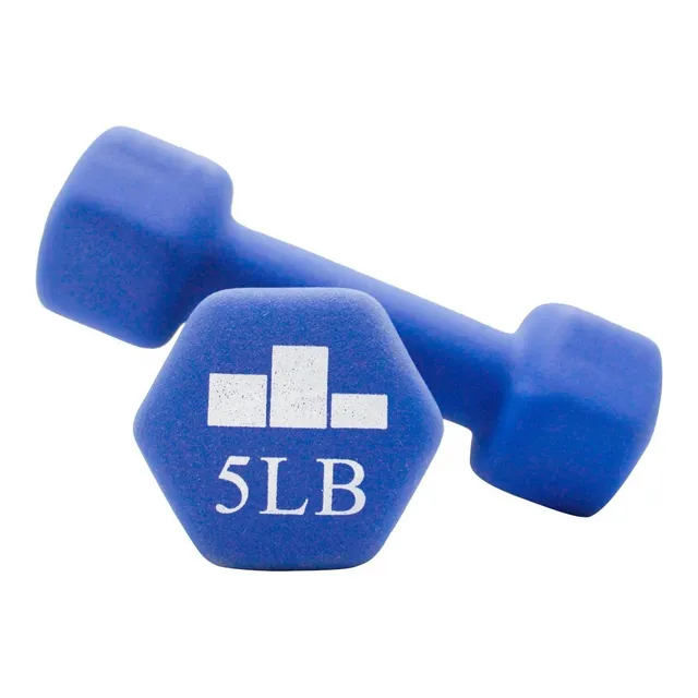 Set Par Mancuernas Pesas 5 Lb C/u 2.26 Kg Neopreno 2 Piezas Color Azul