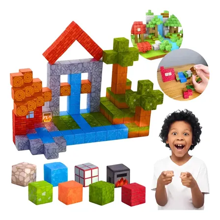 Blocos De Montar Magnéticos Craft Mine World Construção Cubo 119 Mine Blocos