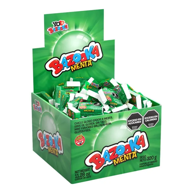 Chicle Bazooka Menta - Caja X 80un