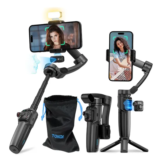 Gimbal TOKQI M05 Estabilizador de 3 Eixos para Celular com IA e Luz