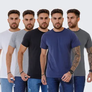 Kit 5 Camisetas Masculina BĂĄsica Slim Fit AlgodĂŁo Lisa Kit 5 Camisetas Masculina BĂĄsica Slim Fit AlgodĂŁo Lisa