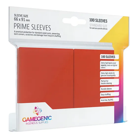 Gamegenic: Prime Sleeves (rojo) 100 unidades 64 X 89 mm