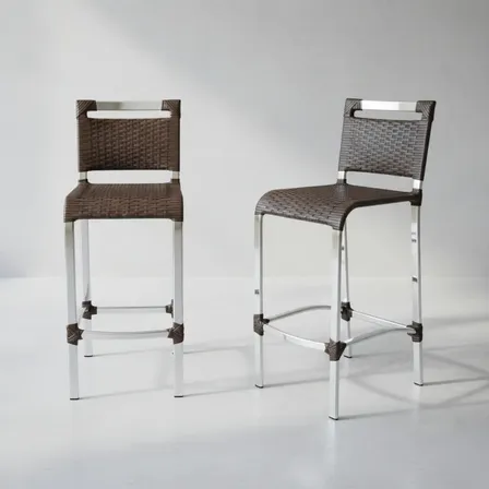 Kit 2 Banquetas Altas Alumínio Fibra Sintética Cozinha 70cm