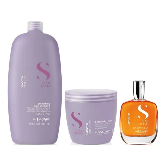 Shampoo Anti Frizz Lt + Mascarilla + Aceite Alfaparf Smooth