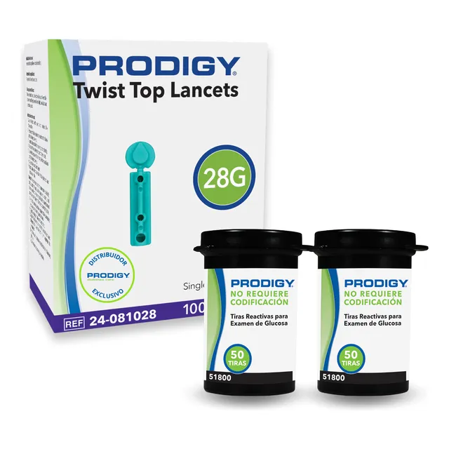 100 Tiras + 100 Lancetas Prodigy Distribuidor Oficial