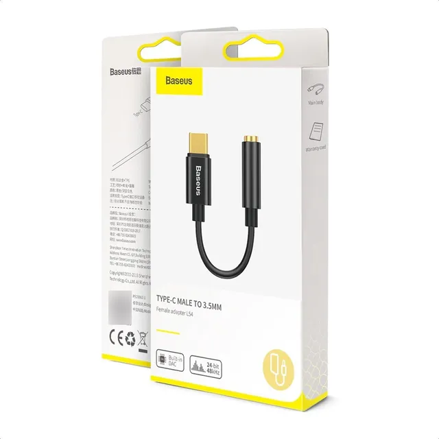 Adaptador Usb Tipo C A Jack 3.5mm Aux Audifonos Baseus