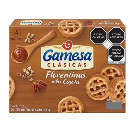 Galleta Florentina Sabor Cajeta 332gr Con 4pzas C/u 3cajas D