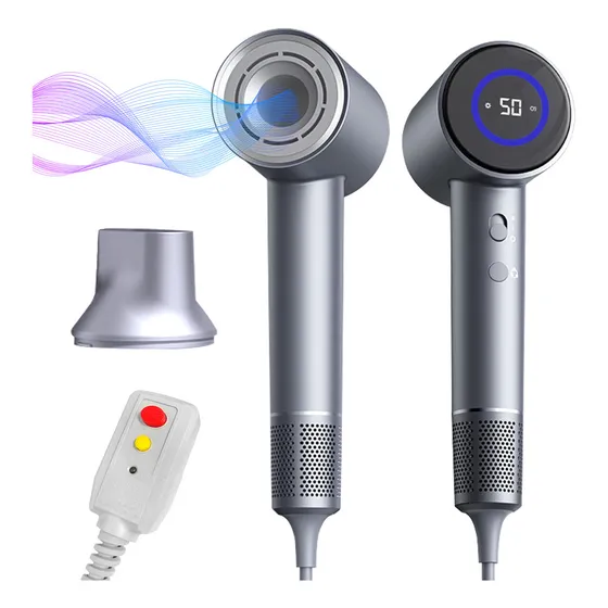Secador Pelo Iónico Profesional - Secado Rápido, Motor Alta Velocidad 110,000 Rpm, 200 Millones Iones Negativos Con Difusor, Pantalla Led,secador Pelo Portátil Iónico,dispositivo Protección Fugas