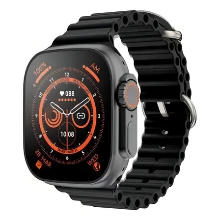 Smartwatch t800 ultra display de 1.99"" con correa de gel de sílice color negro