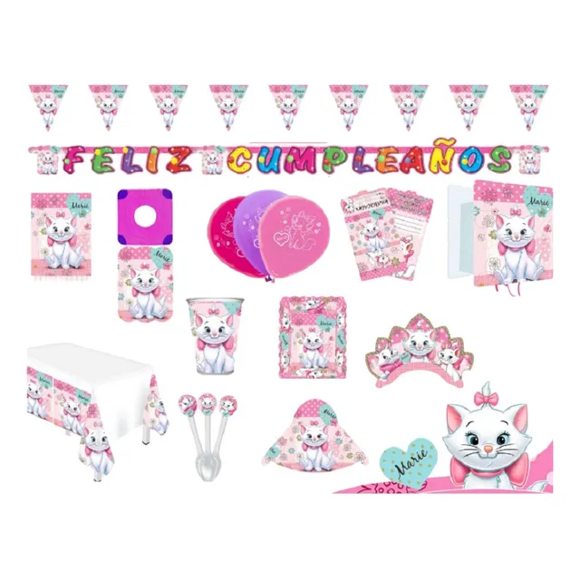 Kit Decoración Piñata Fiesta Infantil Gata Marie
