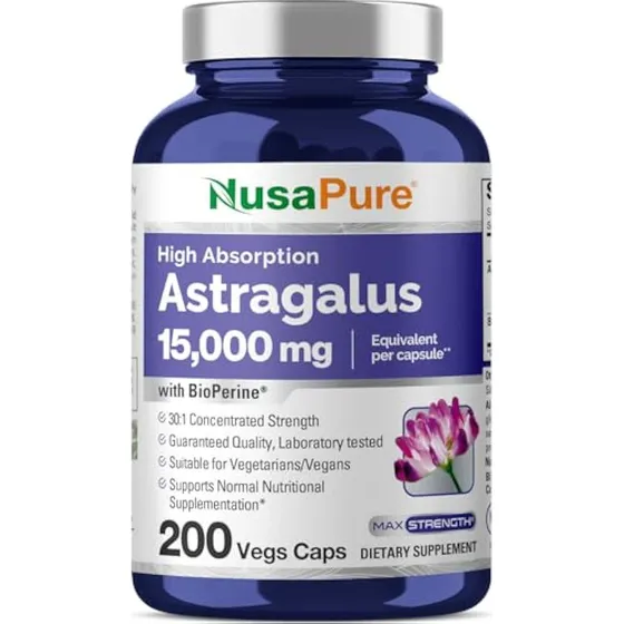 Nusapure Astragalus, 15 000 Mg Por Cápsula, 200 Vegetales