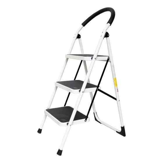 Escalera Plegable Blanca Con 3 Escalones Anchos
