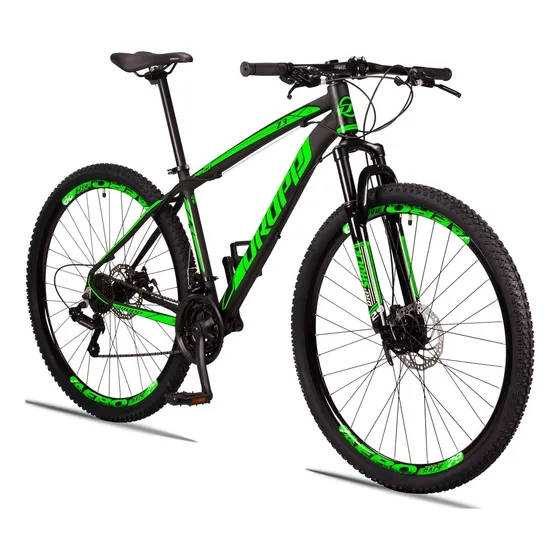 Bicicleta Aro 29 Dropp Z3 Câmbio Shimano 21 Vel Freio Discos Cor Preto/Verde Tamanho do quadro 17