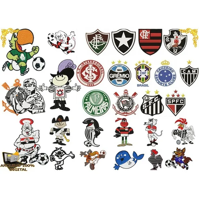 Matrizes Bordado Times Futebol + De 500 Matrizes Mascotes