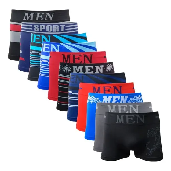 Kit 10 Cuecas Box Boxer Sem Costura Sortidas
