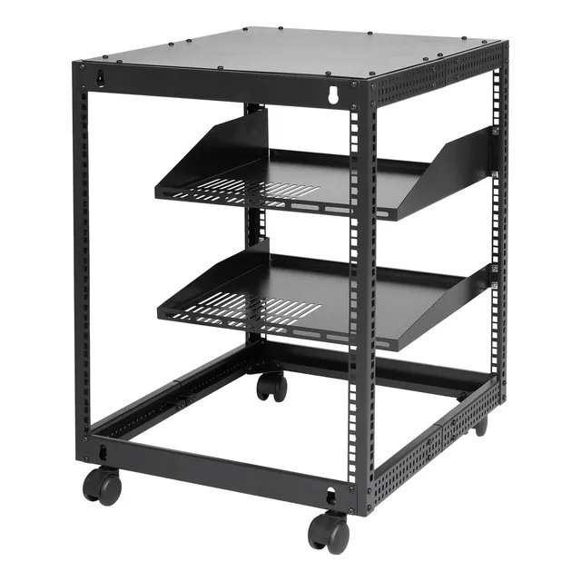 Rack Abierto 12u Para Servidor 40pulg  Fondo Ajustable Vevor Negro