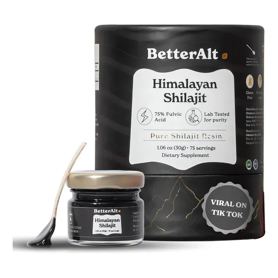 Betteralt Resina Pura Shilajit Del Himalaya De Alta Potencia Para Hombres Y Mujeres 75 Porciones 30 G Para Refuerzo De Energía Y Apoyo Inmunológico 85 Oligominerales 75% Más De Ácido
