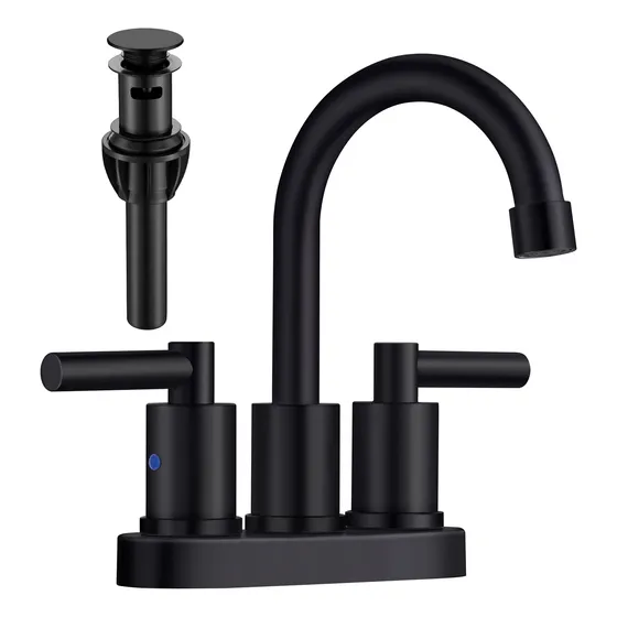Kpaida Grifo Baño Central 4  Moderno 2 Manija Negro Mate 3