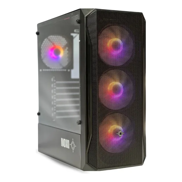 Gabinete Gamer Noxi Hika Black X 4 Fan Rgb + Vidrio Templado