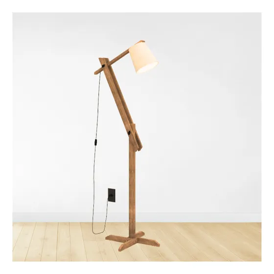 Luminária Articulada Chão Madeira Escritório Sala Abajur