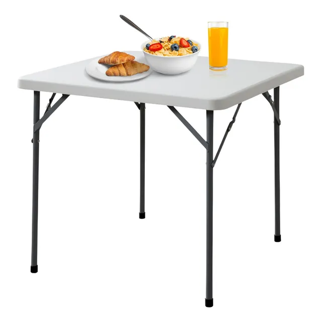 Mesa De Plastico Cuadrada Plegable Ecomlab Hp-84f Jardín Color Blanco