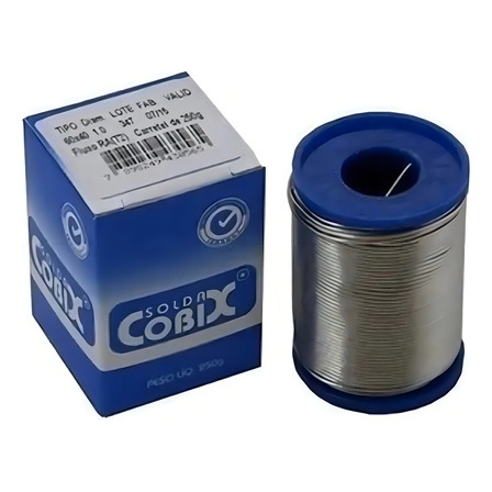Solda Estanho 1mm 60x40 (snxpb) C/ Fluxo Rolo 250g - Cobix Solda Estanho 1mm 60x40 (snxpb) C/ Fluxo Rolo 250g - Cobix