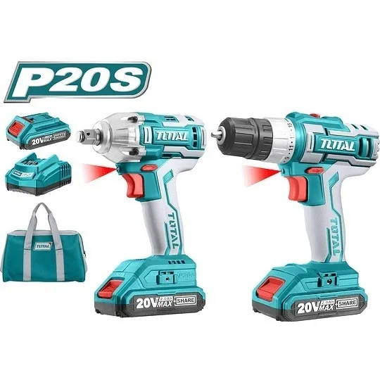 Kit Taladro Y Llave De Impacto Inalámbrico Total 20v