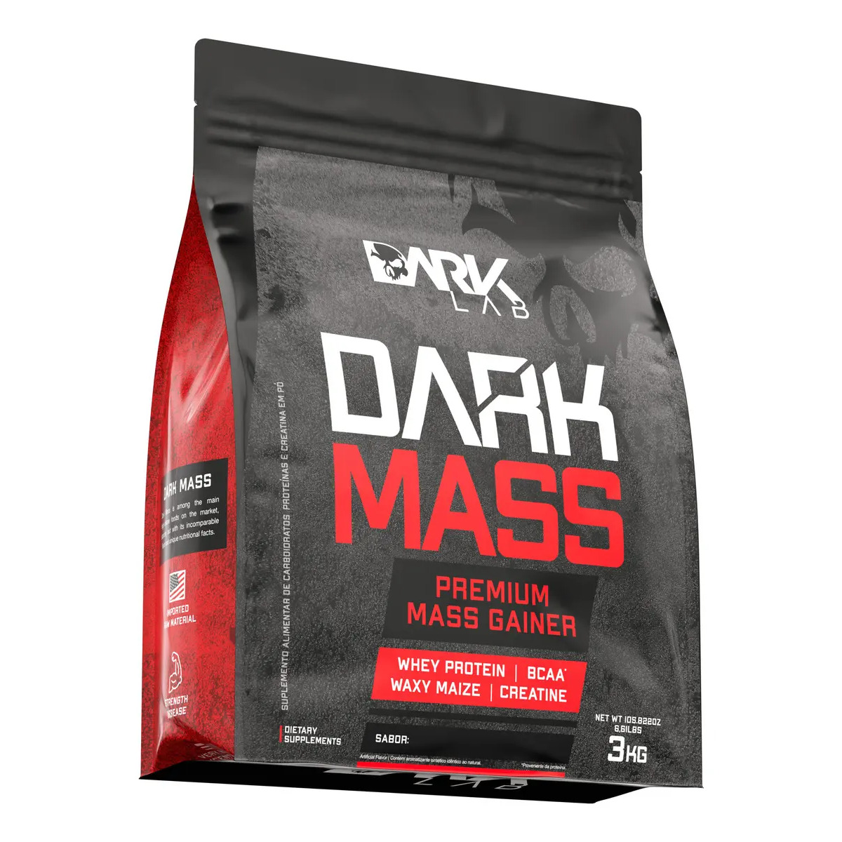 Hipercalórico Dark Mass 3kg Chocolate Branco c/ Morango Dark Lab