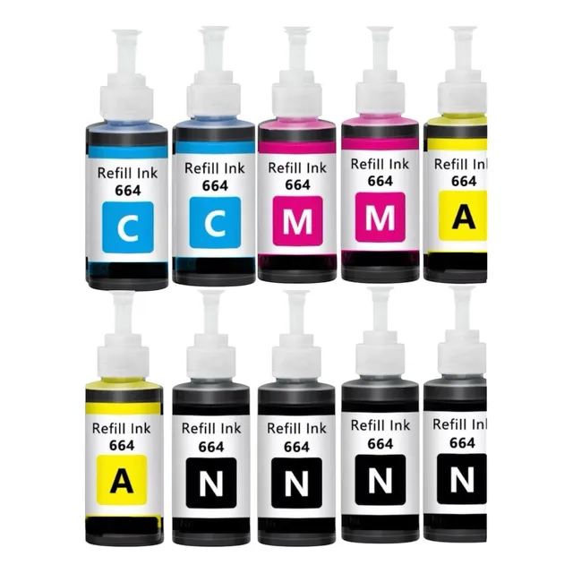 Pack 10 Tintas Compatibles Epson 664 Amarillo Azul Magenta Negro