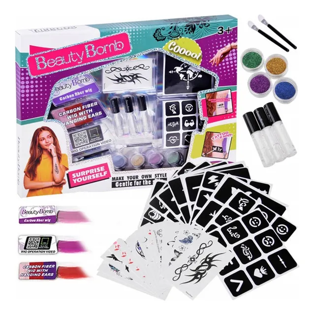 Set Completo Belleza Para Tatuajes Temporales Niña - El Rey