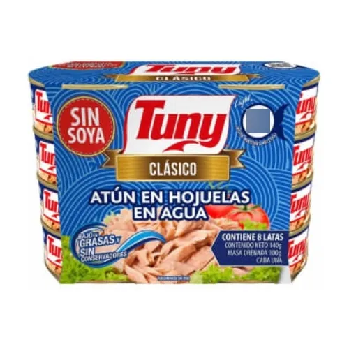 Atún En Agua Tuny Clásico 8 Pzas De 140 G C/u