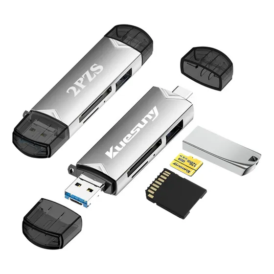 2pzs Lector De Tarjetas De Memoria Sd Tf Adaptador Usb C Otg