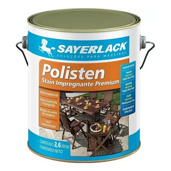 Polisten Transparente Sayerlack 3,6l Impregnante Stain Acabamento Acetinado