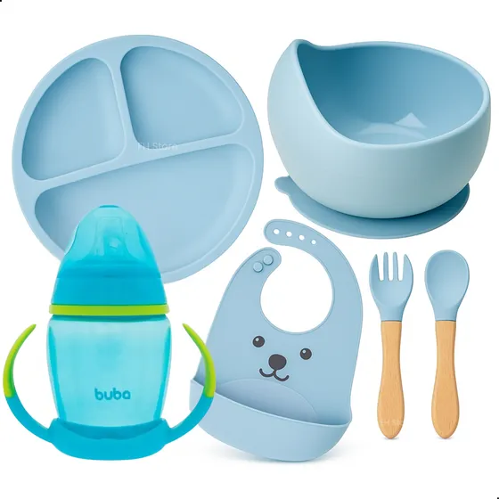 Kit Completo Introdução Alimentar Buba Silicone 5 Peças