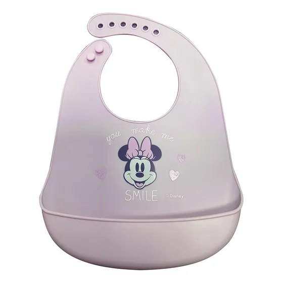 Babero Silicona Para Bebés Mediano Minnie 18,2 X 25,3 Cm Talle Único