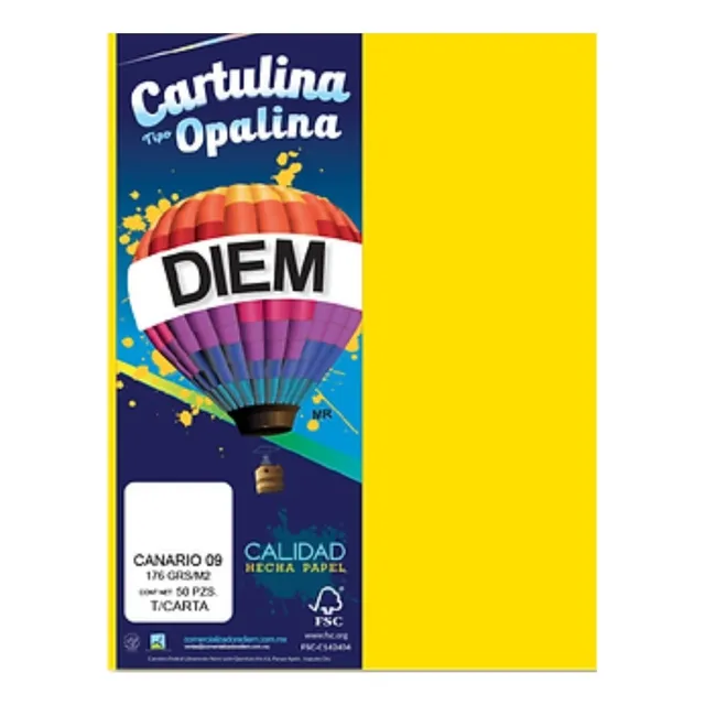 Papel Cartulina Opalina Mate Tamaño Carta 50 Hojas De Color Color Canario