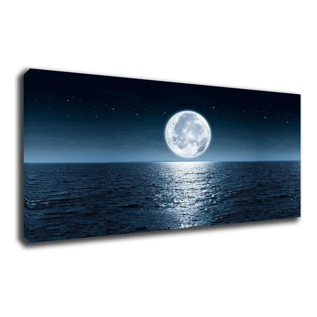 Cuadro Decorativo Luna Naturaleza Playa Mar Elegante Moderno Color Colores