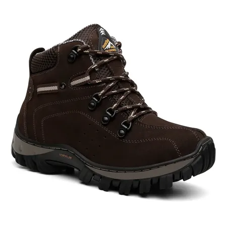 Bota Adventure Trilha Rapel Couro Legítimo Impermeável Marrom Couro Sintético/tecido Com Detalhes Perfurados E Cadarço 41 Br