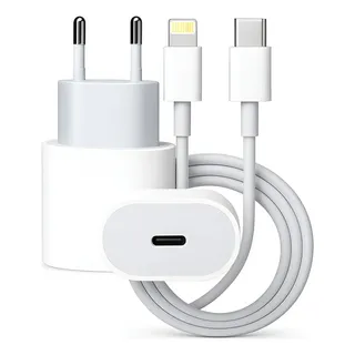 Carregador Turbo Usb-c De 20w Para iPhone Com Cabo De 1m, Bivolt Branco