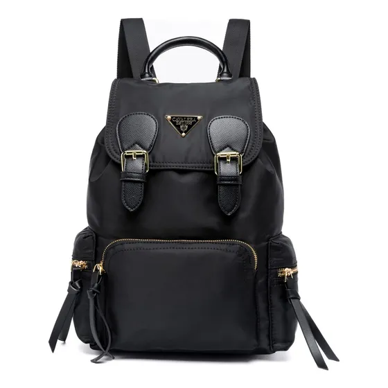 Mochila Bolsa Cavalera Notebook Feminina Reforçada Cor Preto Desenho do tecido Liso