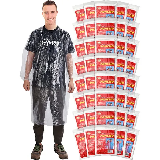 Ponchos De 40 Ponchos Desechables De Lluvia Para Adultos