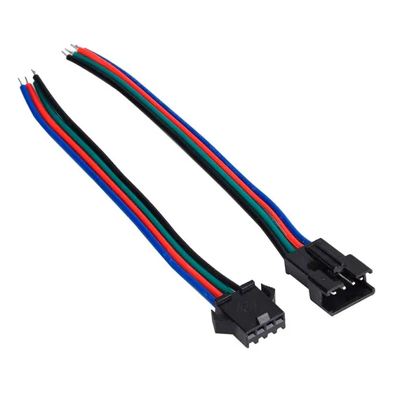 Conector Jst 4 Pin Macho Hembra Tiras Pixel Led Color Negro